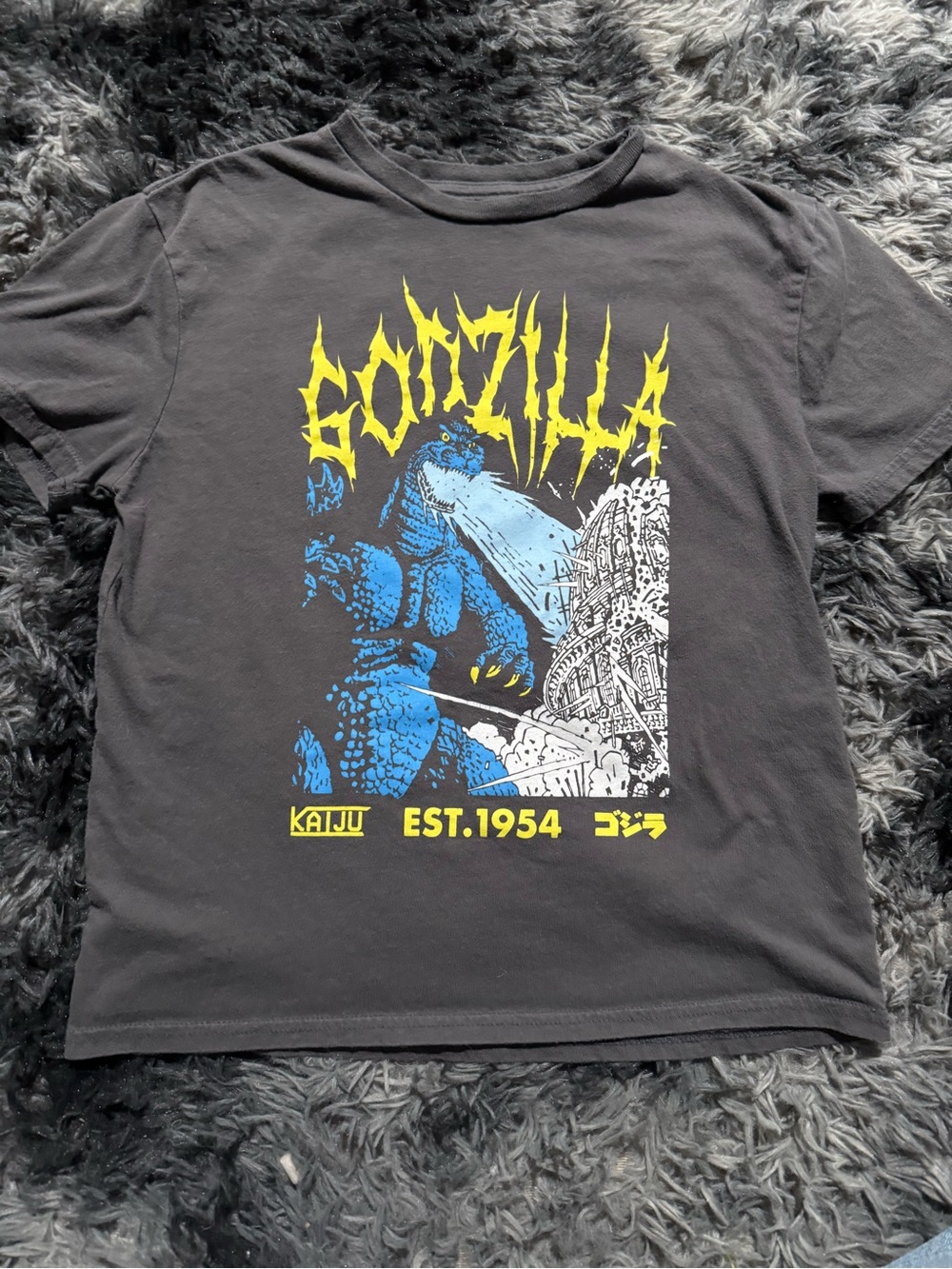 Charcoal gray Godzilla baby tee M